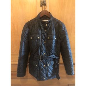 Michael Kors Belted, Front Snap, Quilted Jacket